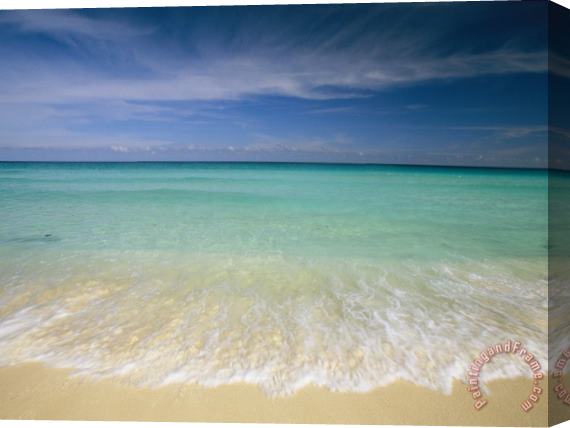 Collection Clear Blue Water And Wispy Clouds Along The Beach at Cancun Stretched Canvas Painting / Canvas Art
