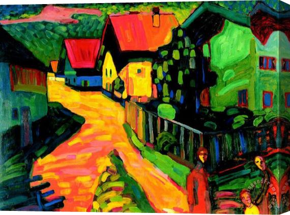 Collection Murnau Street with Women 1908 Stretched Canvas Painting / Canvas Art