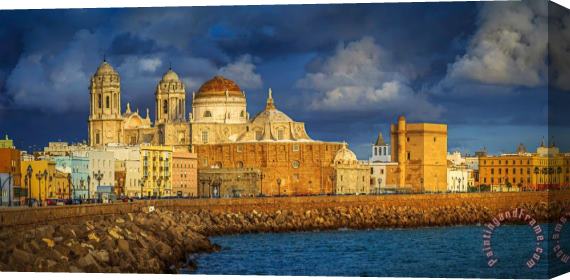 Collection The Stormy Skies Over The Cathedral Cadiz Spain Stretched Canvas Print / Canvas Art