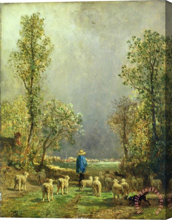 Constant-Emile Troyon Sheep watching a Storm Stretched Canvas Painting / Canvas Art