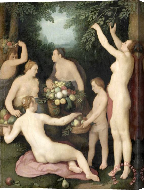 Cornelis Cornelisz. van Haarlem Pomona Receiving The Harvest of Fruit Stretched Canvas Print / Canvas Art