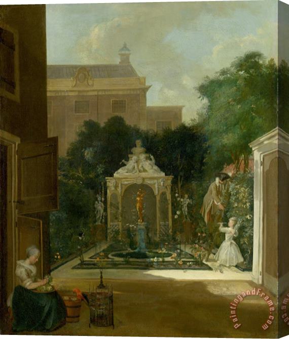 Cornelis Troost An Amsterdam Canal House Garden Stretched Canvas Painting / Canvas Art