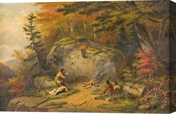 Cornelius Krieghoff Autumn In West Canada Chippeway Indians Stretched Canvas Painting / Canvas Art