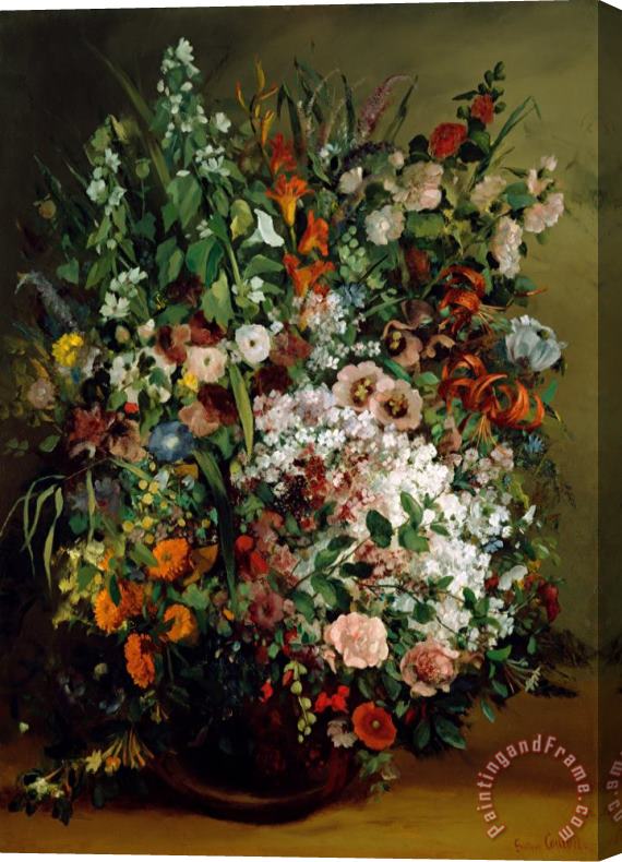 Courbet, Gustave Bouquet of Flowers in a Vase Stretched Canvas Painting / Canvas Art