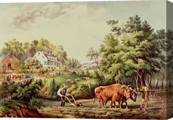 Currier and Ives American Farm Scenes Stretched Canvas Painting / Canvas Art