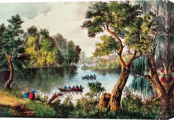 Currier and Ives Mill Cove Lake Stretched Canvas Painting / Canvas Art