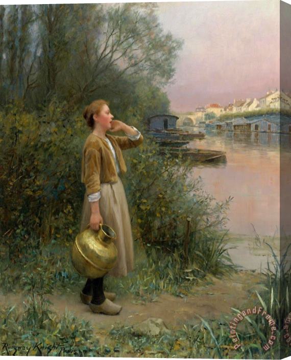 Daniel Ridgway Knight Girl with Water Jug Stretched Canvas Print / Canvas Art