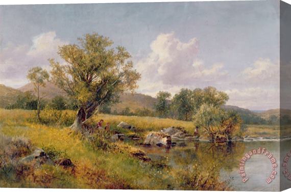 David Bates A River Landscape Stretched Canvas Painting / Canvas Art