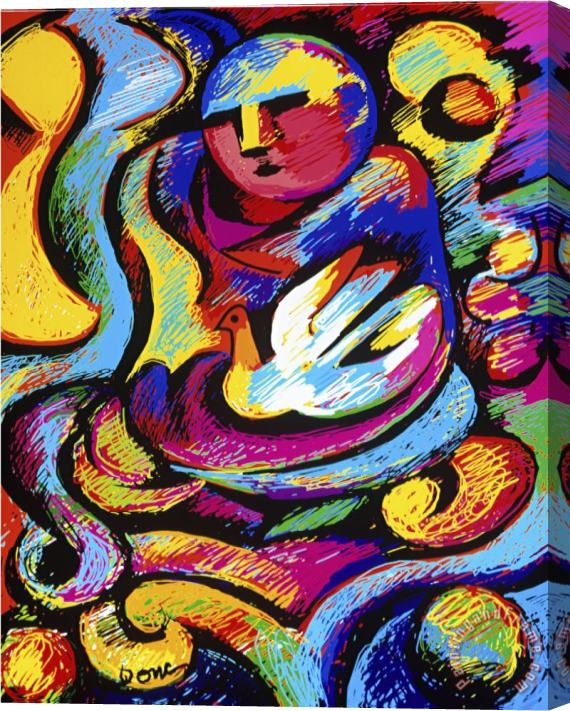 Diana Ong Buddha And Dove Stretched Canvas Painting / Canvas Art