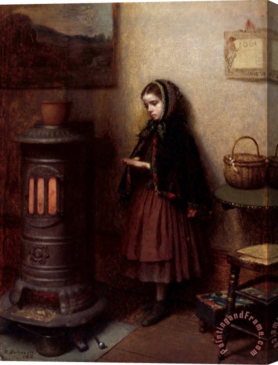 Eastman Johnson Warming Her Hands Stretched Canvas Print / Canvas Art