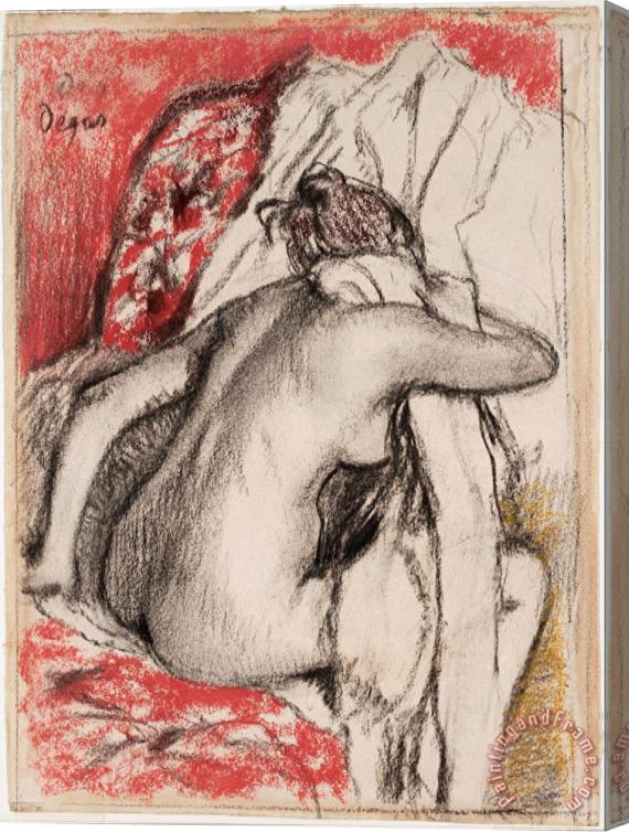 Edgar Degas After The Bath Seated Woman Drying Herself Stretched Canvas Painting / Canvas Art