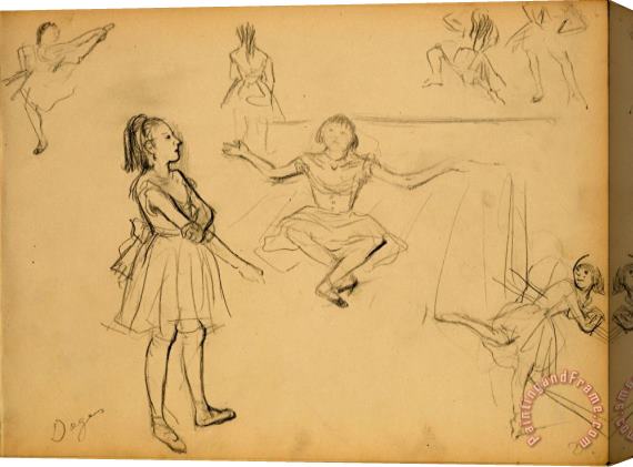 Edgar Degas Ballet Dancers Rehearsing Stretched Canvas Print / Canvas Art