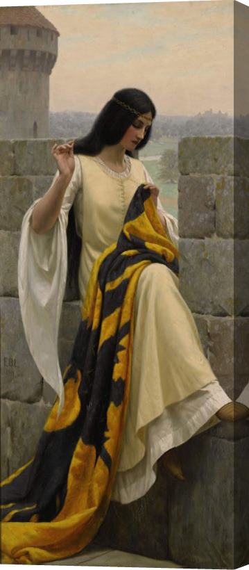 Edmund Blair Leighton Stitching The Standard Stretched Canvas Painting / Canvas Art