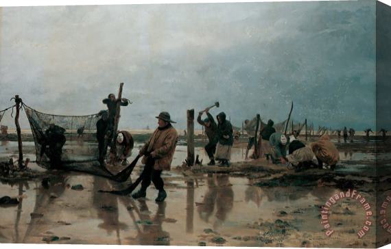 Edouard Joseph Dantan Fastening The Nets Stretched Canvas Painting / Canvas Art