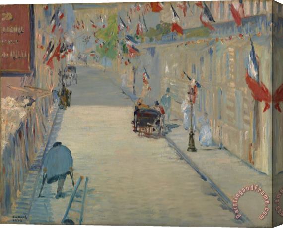 Edouard Manet The Rue Mosnier With Flags Stretched Canvas Print / Canvas Art