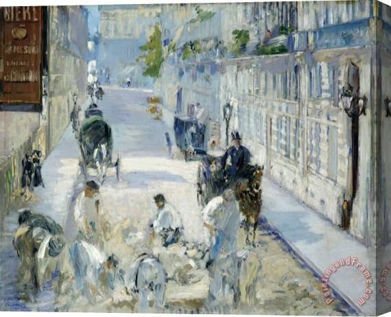Edouard Manet The Rue Mosnier with Workmen Stretched Canvas Painting / Canvas Art
