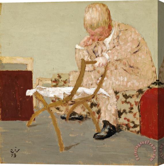 Edouard Vuillard Reading The Newspaper Stretched Canvas Painting / Canvas Art