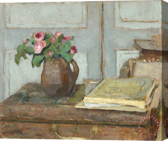 Edouard Vuillard The Artist's Paint Box And Moss Roses Stretched Canvas Painting / Canvas Art