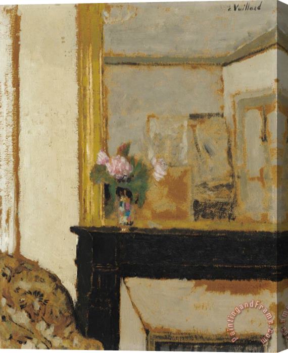 Edouard Vuillard Vase of Flowers on a Mantelpiece Stretched Canvas Painting / Canvas Art