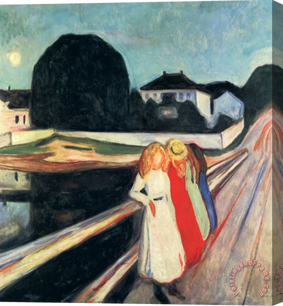 Edvard Munch Four Girls on a Bridge Stretched Canvas Painting / Canvas Art