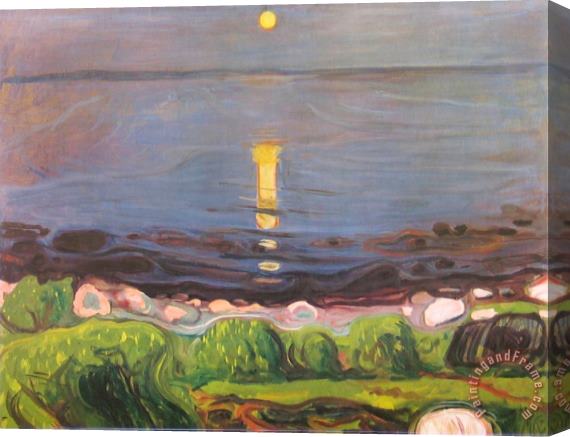 Edvard Munch Summer Night at The Beach Stretched Canvas Painting / Canvas Art