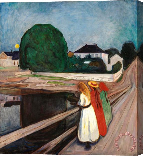 Edvard Munch The Girls on The Bridge 1901 Stretched Canvas Print / Canvas Art