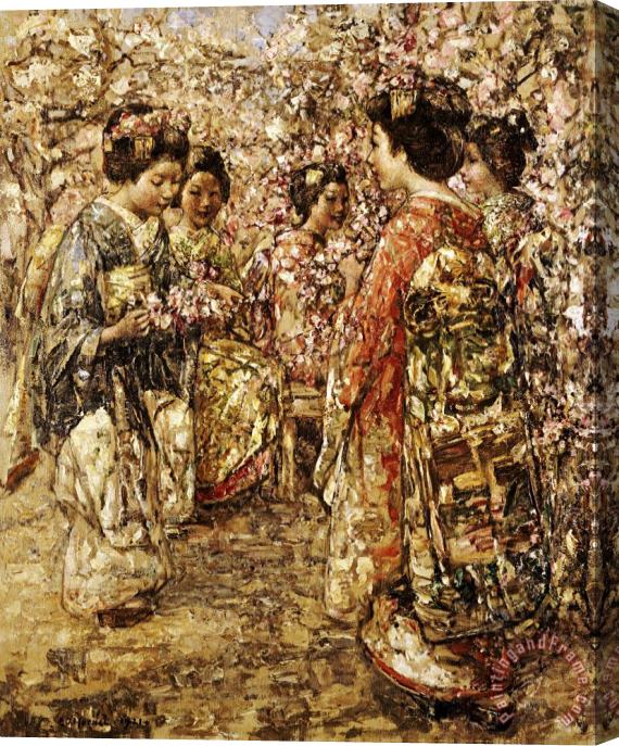 Edward Atkinson Hornel Five Japanese Girls Among Blossoming Trees Stretched Canvas Print / Canvas Art