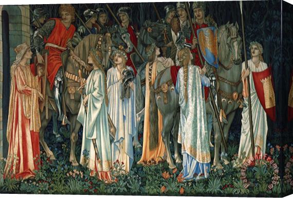 Edward Burne Jones The Arming And Departure of The Knights of The Round Table on The Quest of The Holy Grail Stretched Canvas Painting / Canvas Art