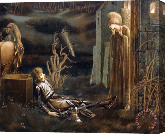 Edward Burne Jones The Dream of Launcelot at The Chapel of The San Graal Stretched Canvas Print / Canvas Art