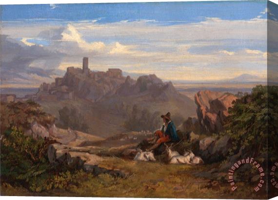 Edward Lear Landscape with Goatherd Stretched Canvas Print / Canvas Art