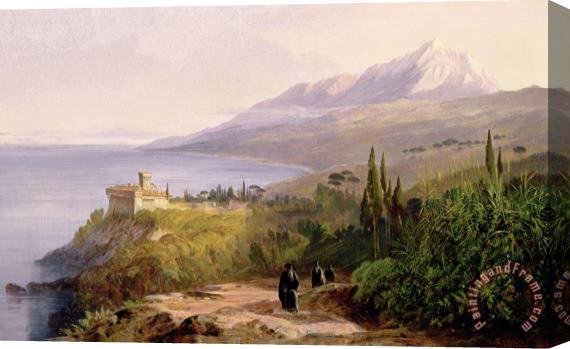 Edward Lear Mount Athos and the Monastery of Stavroniketes Stretched Canvas Painting / Canvas Art