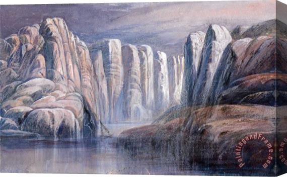 Edward Lear River Pass, Between Barren Rock Cliffs Stretched Canvas Print / Canvas Art