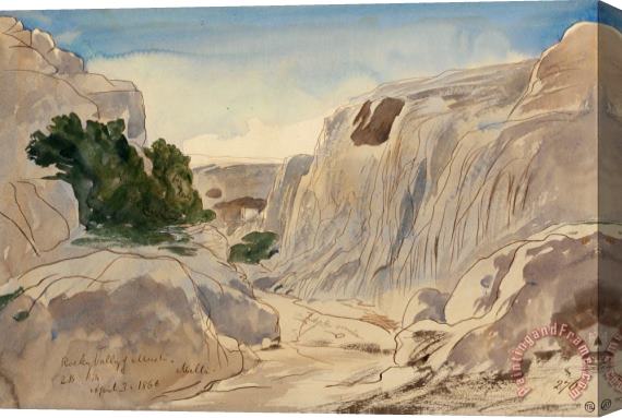 Edward Lear Rocky Valley of Mosta, Malta, 2 15 P.m. (april 3, 1866) Stretched Canvas Painting / Canvas Art