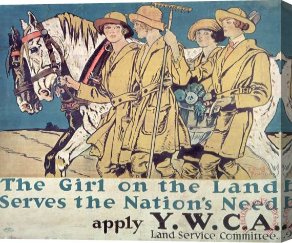 Edward Penfield World War I YWCA poster Stretched Canvas Print / Canvas Art