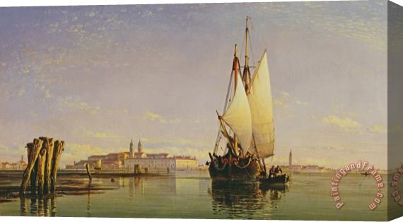 Edward William Cooke The Euganean Hills And The Laguna Of Venice - Trabaccola Waiting For The Tide Sunset Stretched Canvas Print / Canvas Art