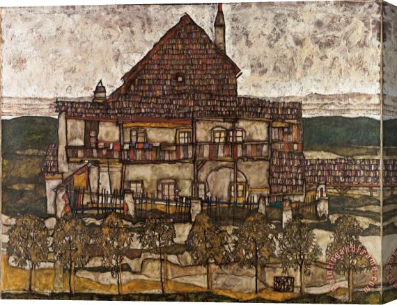 Egon Schiele House with Shingle Roof (old House Ii) Stretched Canvas Painting / Canvas Art