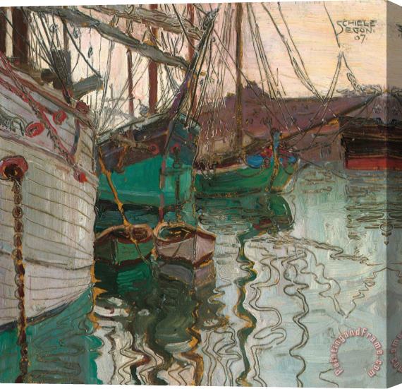 Egon Schiele Port Of Trieste Stretched Canvas Print / Canvas Art