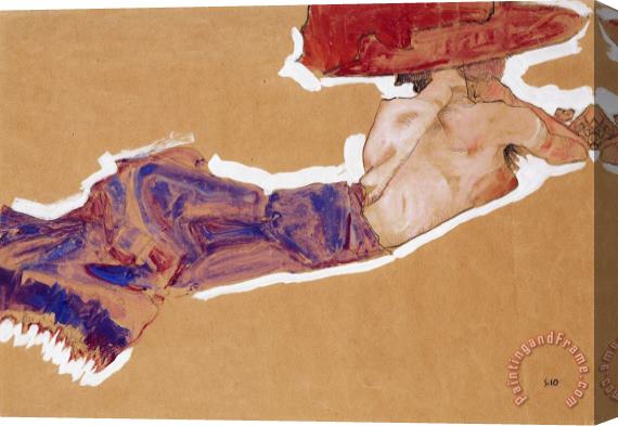 Egon Schiele Reclining Semi-nude With Red Hat Stretched Canvas Print / Canvas Art