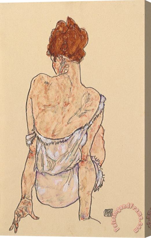 Egon Schiele Seated woman in underwear Stretched Canvas Painting / Canvas Art