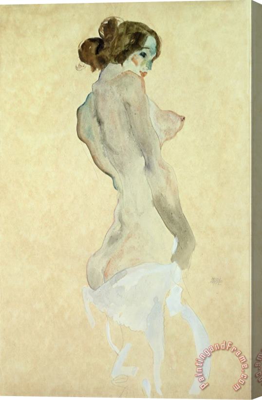 Egon Schiele Standing Female Nude Stretched Canvas Painting / Canvas Art