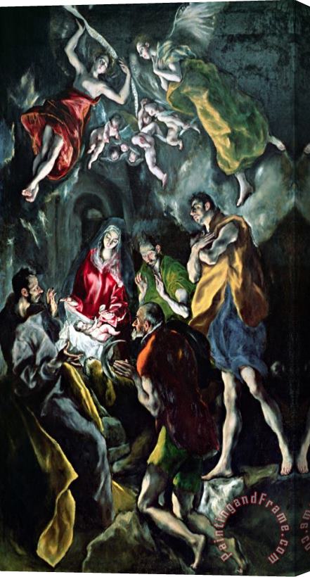 El Greco Domenico Theotocopuli The Adoration Of The Shepherds From The Santo Domingo El Antiguo Altarpiece Stretched Canvas Print / Canvas Art