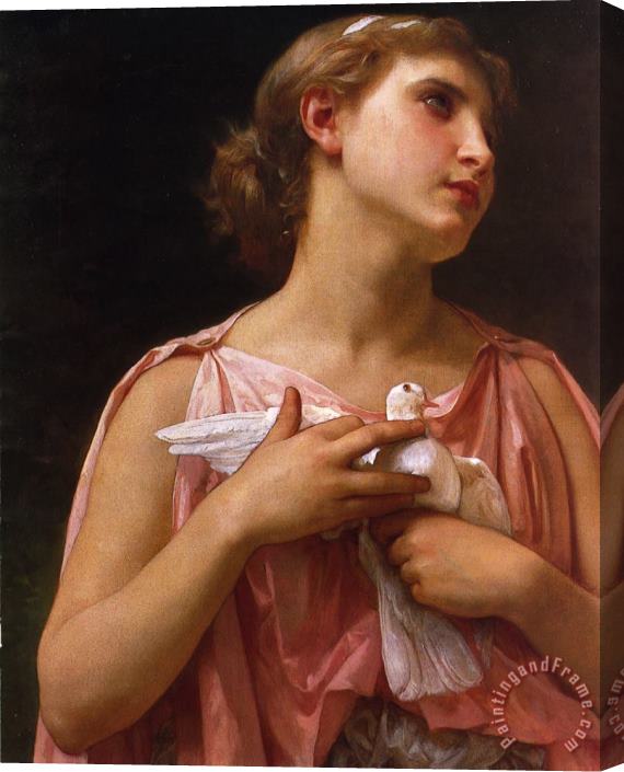Elizabeth Jane Gardner Bouguereau The Dove Fanciers Detail Stretched Canvas Print / Canvas Art