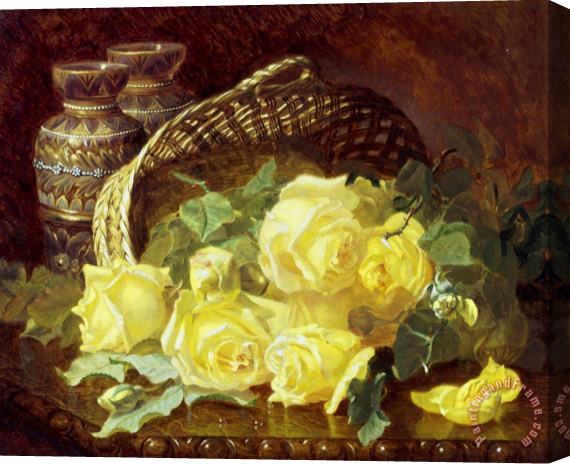Eloise Harriet Stannard Basket of Yellow Roses Stretched Canvas Painting / Canvas Art