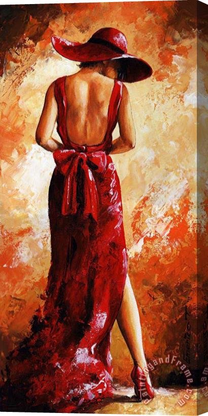 Emerico Toth Lady in red 39 Stretched Canvas Painting / Canvas Art
