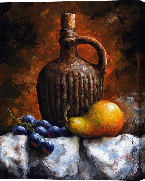 Emerico Toth Old bottle and fruit II Stretched Canvas Print / Canvas Art