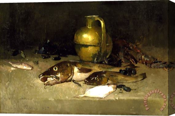 Emil Carlsen Still Life with Fish Stretched Canvas Print / Canvas Art