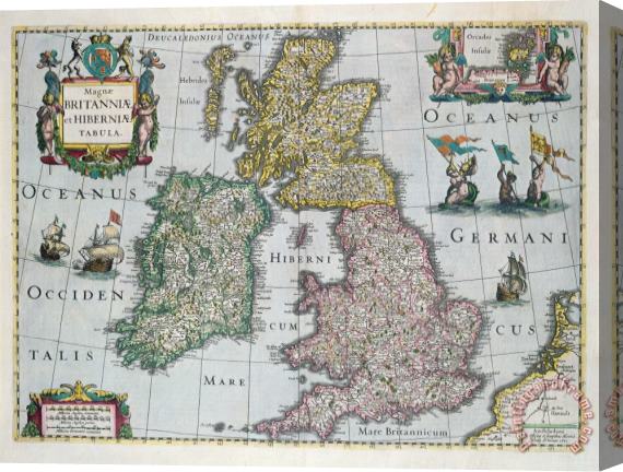 English school Map of Britain Stretched Canvas Painting / Canvas Art