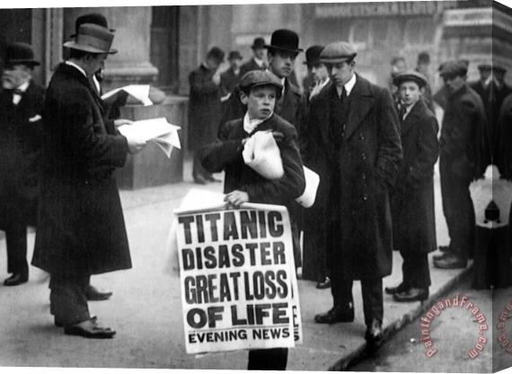 English School Newsboy Ned Parfett announcing the sinking of the Titanic Stretched Canvas Painting / Canvas Art