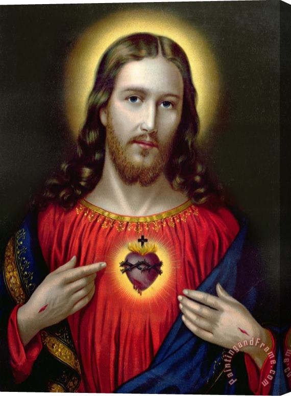 English School The Sacred Heart of Jesus Stretched Canvas Painting / Canvas Art