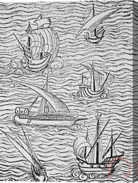 English School Vessels Of Early Spanish Navigators From The Narrative And Critical History Of American Stretched Canvas Print / Canvas Art